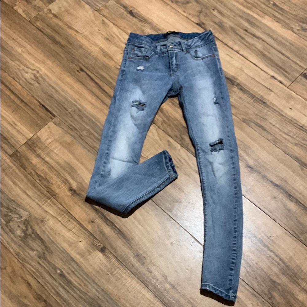 Pull&Bear Light Blue Distressed Skinny Jeans